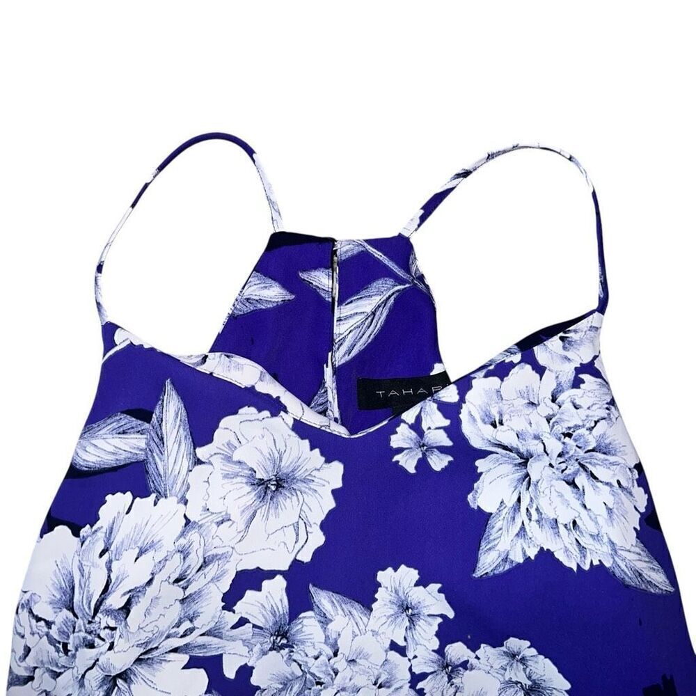 TAHARI Blue Floral Sleeveless Maxi Dress Size S - Picture 3 of 9